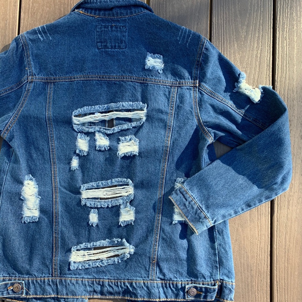 NWOT Distressed Denim Jacket